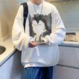 Mens Oversized Love No Watting Letter Graphic Sweatshirts 2025 Korean