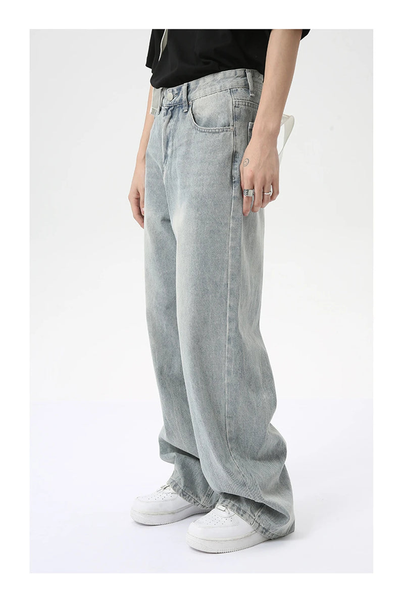 vintage baggy jeans mens streetwear hip hop loose blue denim pants hi street luxury designer jeans trousers man unique jeans style 4480