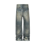 Harajuku Streetwear Washed Dirty Baggy Blue Jeans for Men and Women Straight Vintage Casual Denim Trousers Ropa Hombre Cargos