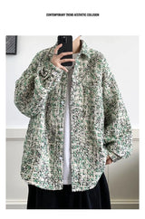 Original New Korean Harajuku Check Jacket Mens Autumn 2024 New Design