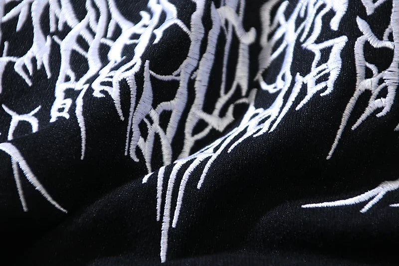 High Street Tie Dye Letter Embroidery Terry Hooded Hoodies For Men And