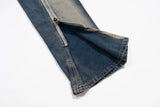 Ro Style Gradient Blue Horn Stacked Floor Dragging Jeans Unisex Streetwear Baggy Y2K Ribbons Zipper Denim Trousers Oversized
