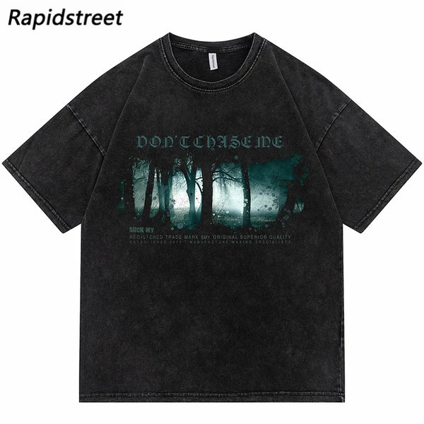 Grunge Graphic tee – Streetwear Harajuku T Shirt Hip Hop Painting Tree Printed Wa