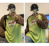 Sadcore Graphic tee – Long Sleeved T Shirt Men Spring New Style Avocado Green Ragl