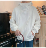 Autumn Turtleneck Fleece Hoodies Men 2024 New High Street Oversize Pullover Hoodie Unisex Y2K Vintage Hooded Sweatshirts Clothes