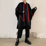 Mens Japanese Dark Style Contrast Color Long-Sleeve Shirt 2024 New Autumn Genderless Fashion Personality Street Loose Top Unisex