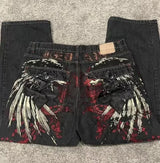 baggy jeans men and women retro harajuku hip hop high waist wide leg trouser y2k new protect jeans letter embroidery washed blue unique jeans style 2535