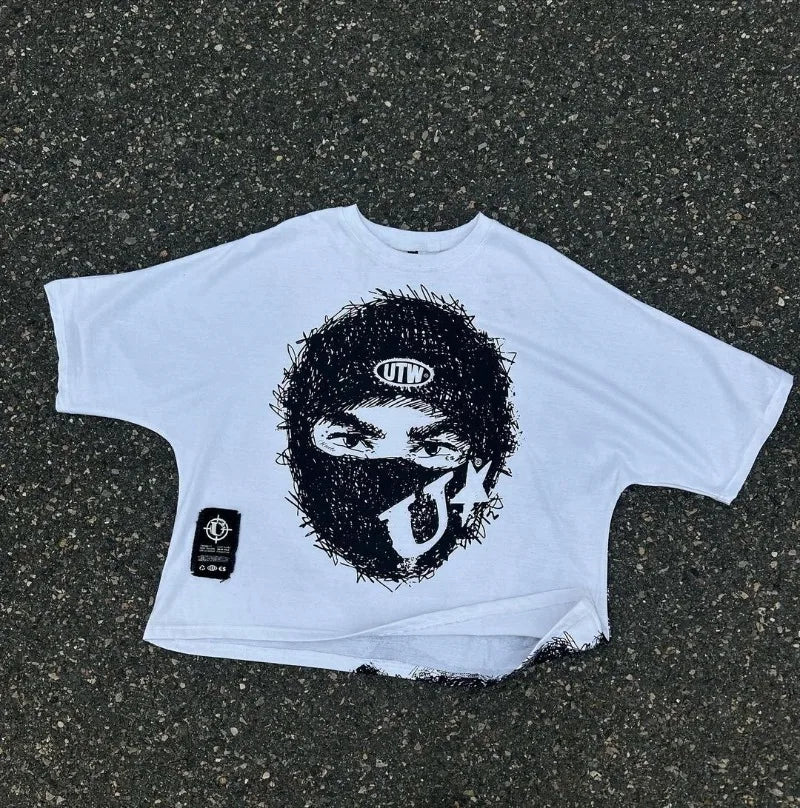 Sadcore Aesthetic print tee – Summer Gothic Trendy Brand Rock Hip Hop New T Shirt Men Y2K