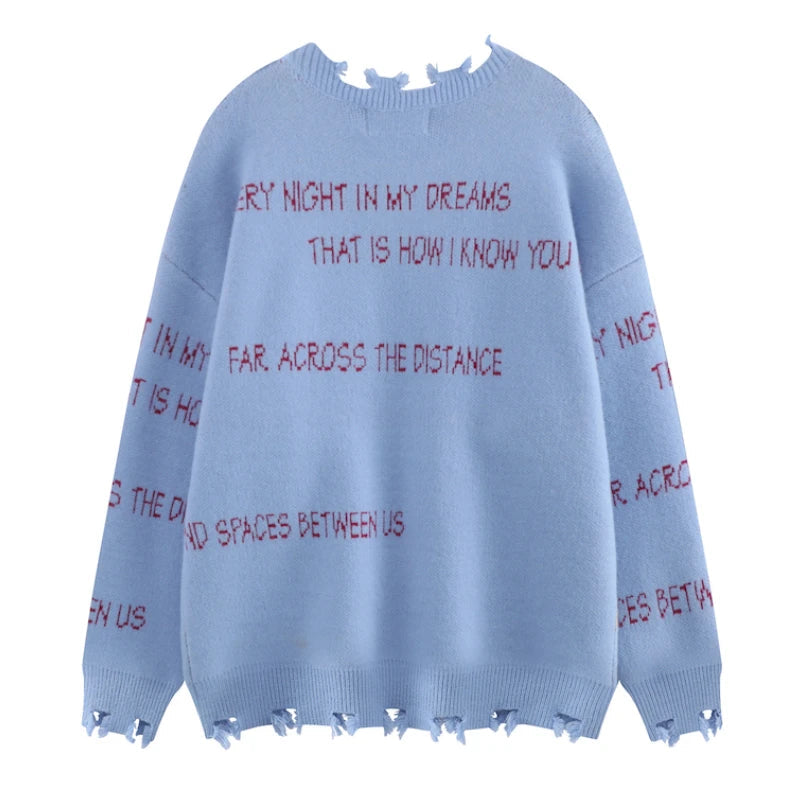 grunge pullover streetwear, modern knitwear, cozy fashion fit, stylish street outfit, modern aesthetic appeal