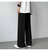 summer pleated pants men fashion oversized ice silk pants men japanese streetwear hip hop loose straight pants mens trousers unique default style 1242