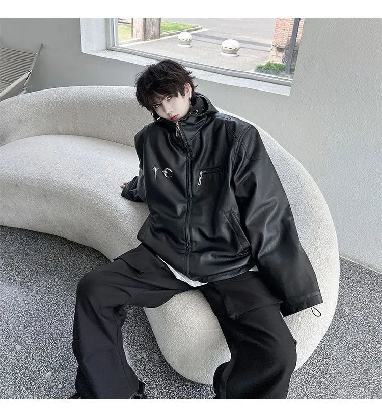 new 2024 men metal thug club pu leathers zippers bomber coats jackets down shirts cotton warm winter size 1 2 3 745 nan stree - variant style 2c592b for streetwear fashion