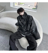 new 2024 men metal thug club pu leathers zippers bomber coats jackets down shirts cotton warm winter size 1 2 3 745 nan stree - variant style 2c592b for streetwear fashion
