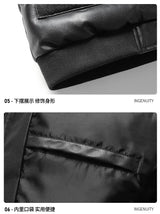 Winter new men's cotton thickened jacket slim stand-up collar splicing PU leather large pocket cotton-padded coat men