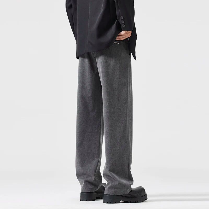 suit pant men korean streetwear fashion loose casual plus size straight suit pant office man commuter pants trousers relaxed fit trousers