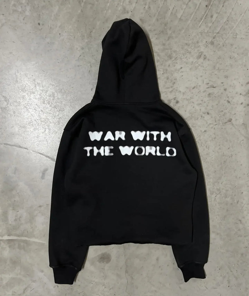 American Trendy Gothic Portrait Letter Print Oversized Hoodie Mens Y2K