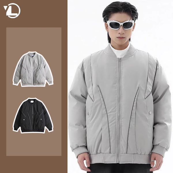 Winter Thickening Flying Baseball Uniform Solid Multi Pocket Simplicity Warm Cotton Jacket 2024 New Streetwear Male Parkas