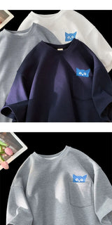 Y2k Anime panel – Korean High End Waffle Short Sleeved T Shirt For Men With Qu