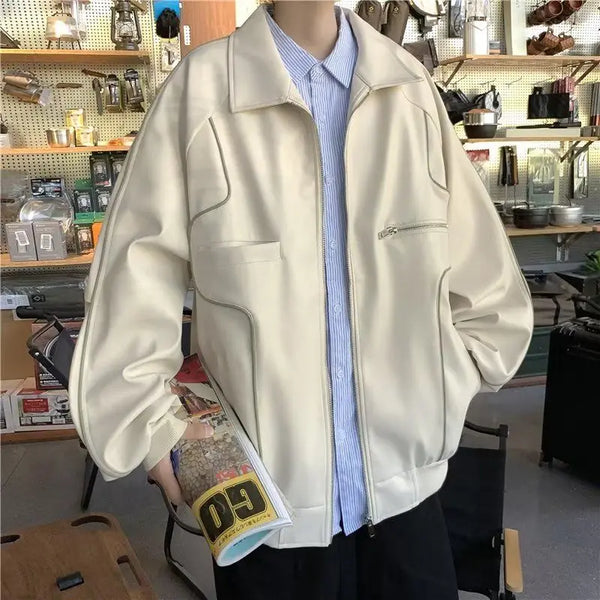 American Retro Pu Leather Jacket Spring And Autumn Hiphop High Street