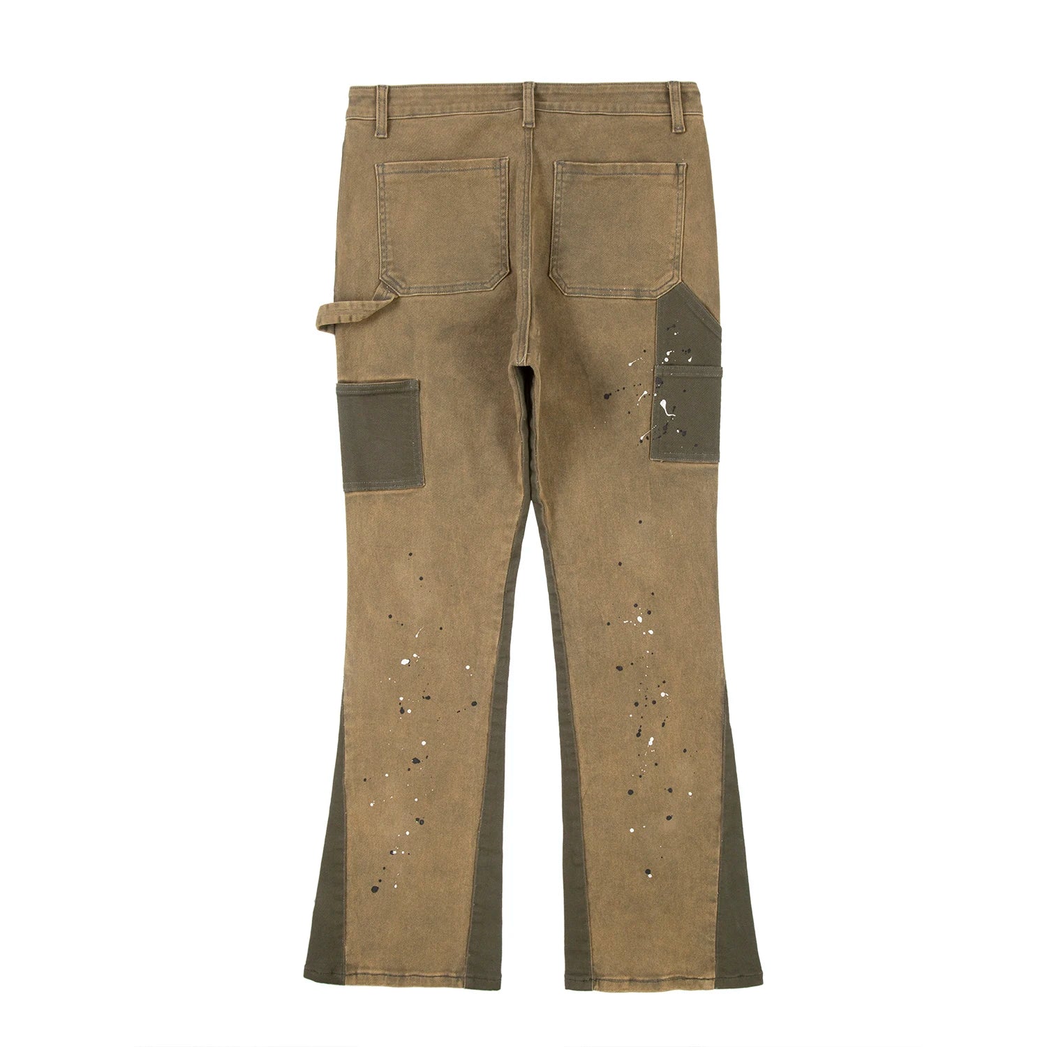 swag hip hop speckle ink flare jeans streetwear patchwork mens cargo jean pants washed logging trousers jeans male jeans overall military streetwear pants