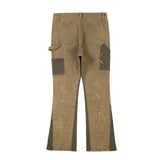 swag hip hop speckle ink flare jeans streetwear patchwork mens cargo jean pants washed logging trousers jeans male jeans overall military streetwear pants