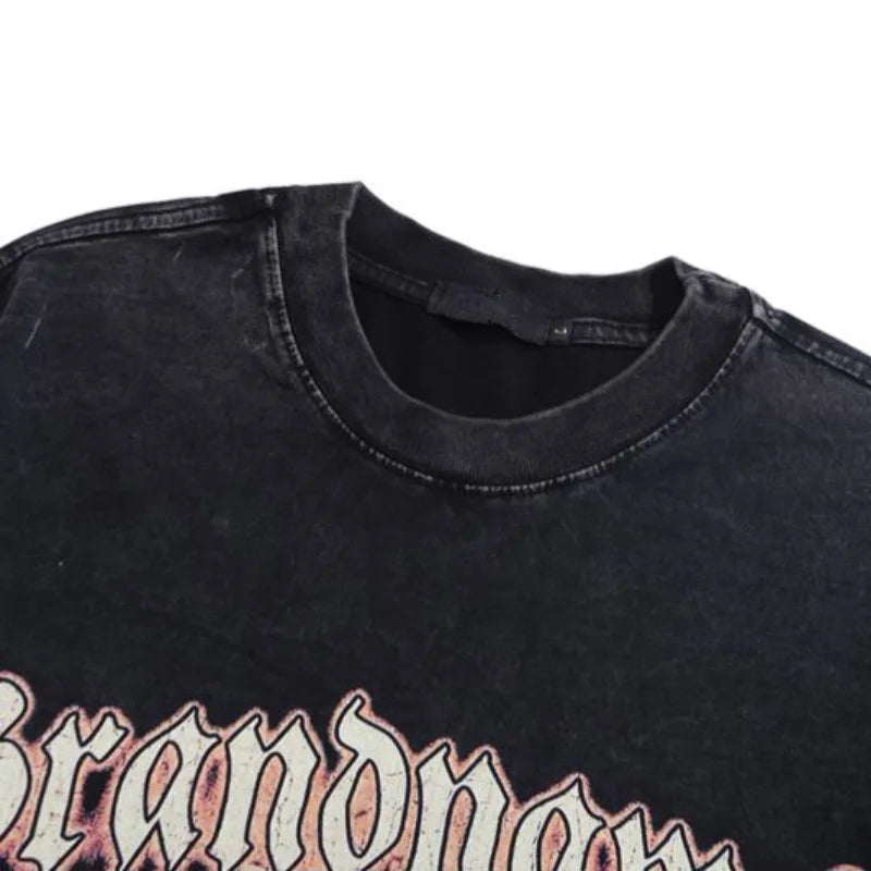 Gothic Graphic tee – Distressed Washed T Shirt Harajuku Pritned Unisex Hip Hop St