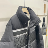 2023 Winter Men's Thickened Down Jacket New Style Vertical Collar Ribbon Stitching Jacket
