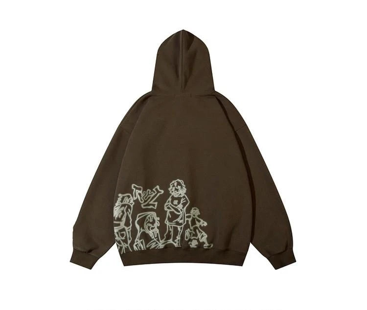 2023 Y2K Streetwear Pink Hoodie Sweatshirt Funny Cartoon Graphic Hoodie Autumn Harajuku Anime Hooded Pullover Hip Hop Hipster