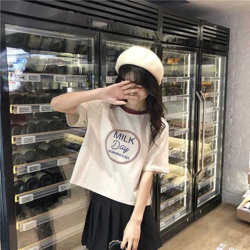Y2k Tribal flame – Short Short Sleeved T Shirt For Female Students New Korean S