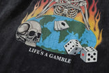 Sadcore Graphic tee – Men Long Sleeve Tshirt Hip Hop Flame Skull Skeleton Poker Pr