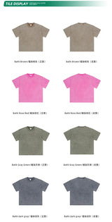 2024 Wax Dyed Vintage Tshirts Distressed Washing Edge Grinding cotton Tshirt for Mens European and American Short Sleeves Tees
