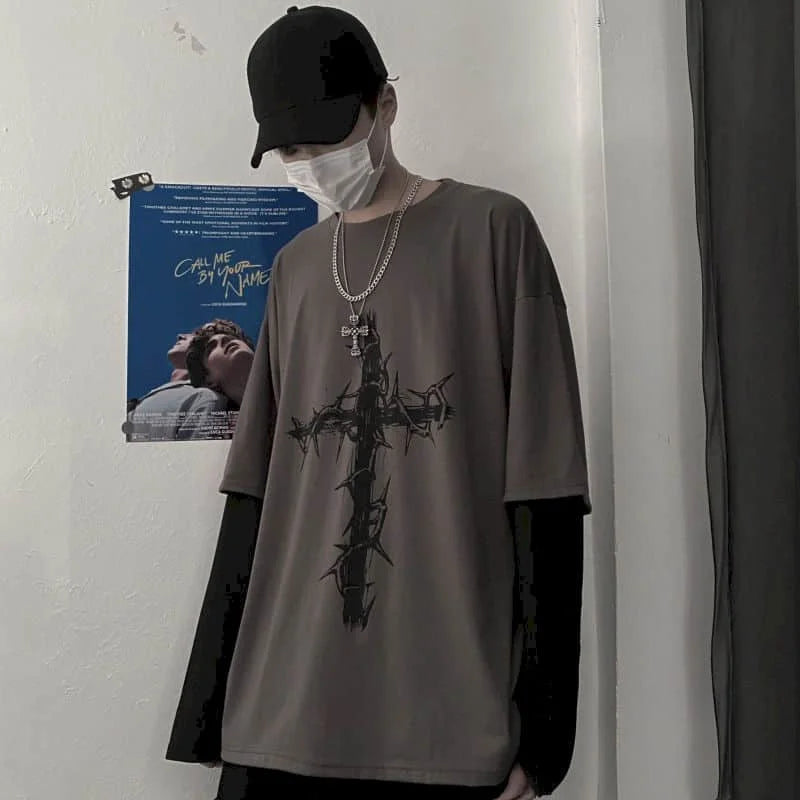 Gothic Melting smiley – Men T Shirts Autumn Men Clothes Anime Casual Long Sleeved Ov