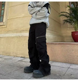 brand pants casual pants multi pockets checked cloth straight loose solid korean multi pocket fashions harem trousers cargo pant unique cargo style 1428