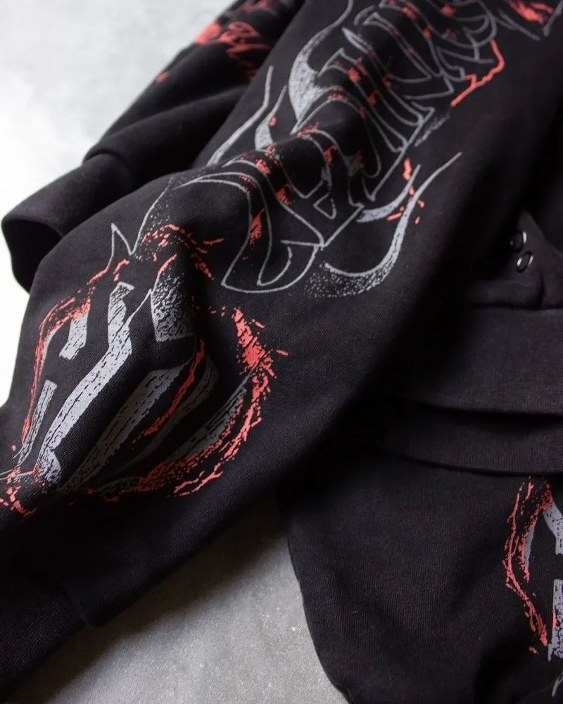 High Street Fashion Brand Harajuku Retro Anime Print Oversized Hoodie