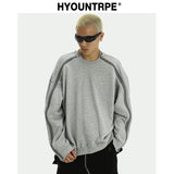 Hip Hop Sweatshirt O-neck Harajuku Skateboard Streetwear Zipper Up Pullover Unisex Casual Autumn Winter Loose Tops Men Clothing
