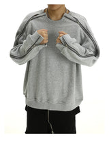 Hip Hop Sweatshirt O-neck Harajuku Skateboard Streetwear Zipper Up Pullover Unisex Casual Autumn Winter Loose Tops Men Clothing