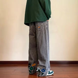 new mens y2k flower printed baggy jeans 2025 streetwear american casual denim wide leg pants hombre vintage straight trousers urban skinny jeans