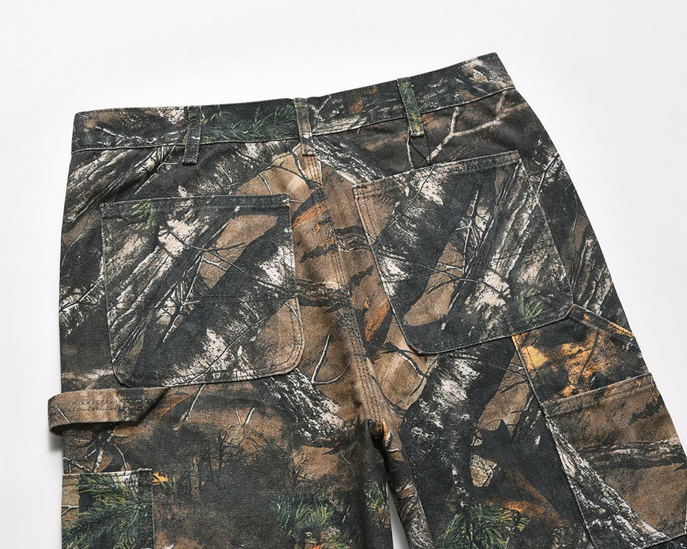 y2k streetwear vintage pantalones hombre trees camouflage jeans cargos for men patchwork straight baggy casual denim trousers combat utility trousers