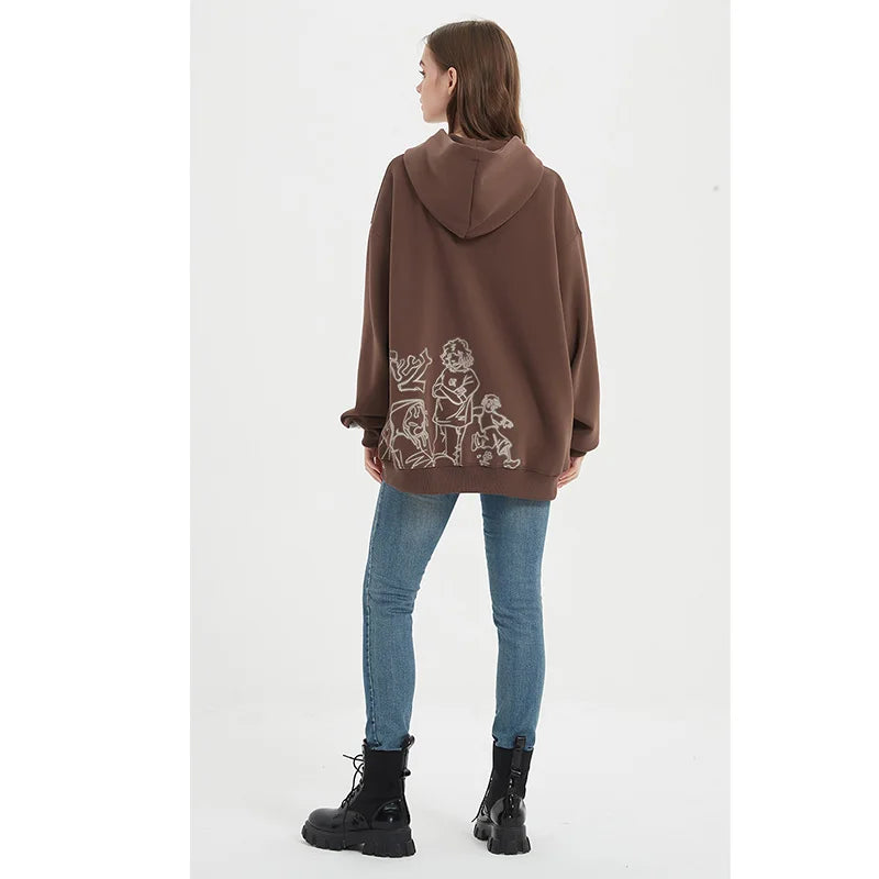 Chicvoy Women Hoodie Y2K Scrawl Graphic Harajuka Sudaderas Grunge Pull