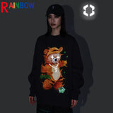 Gothic Oversized Tee – Rainbowtouches 2022 Mens Long Sleeve Vintage Reflection Bear – Edgy Streetwear for All Genders