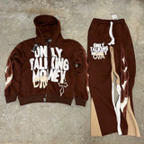 American Fashion Gothic Flame Letter Print Oversized Hoodie Mens Y2K S