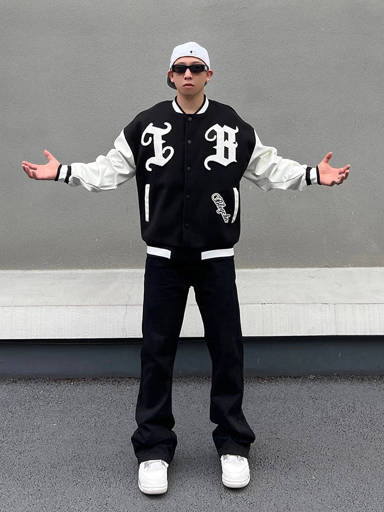 mens embroidery baseball jackets and coats casual single button patchwork hip hop streetwear warm bomber jacket outerwear nan - variant style 3966eb for streetwear fashion