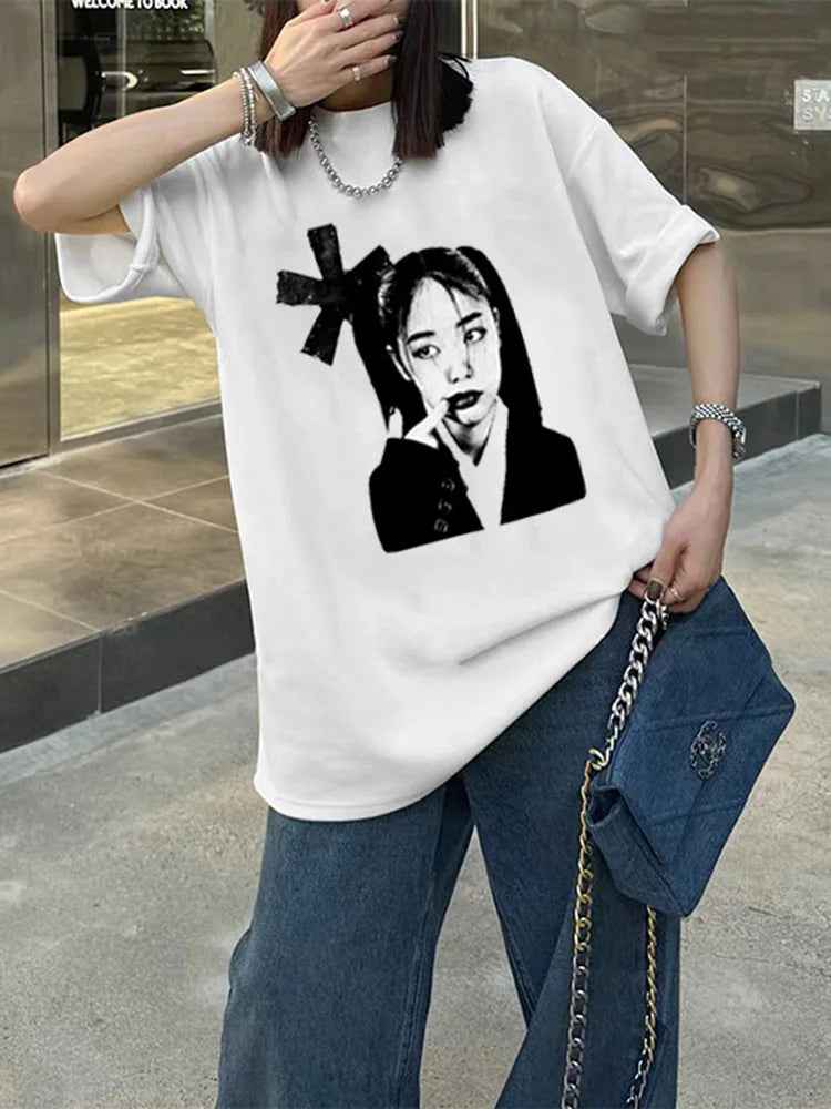 anime graffiti street tee with static chaos and glitch effects