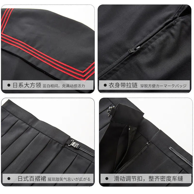 Navy Sailor Outfit Japanese Style School Uniform Skirt Girls JK Uniforms Student Sailor Dress Korean Student Seifuku COS Costume