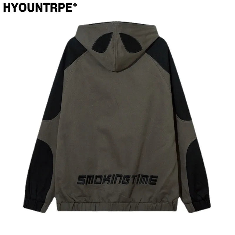 spider embroidery hooded jacket and coat men fashion hip hop full zipper hoodies loose outerwear casual streetwear baggy jack - variant style dcf061 for streetwear fashion