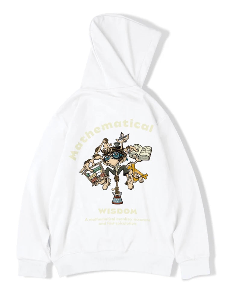 Autumn Men Funny Wisdom Monkey Graphic Print Hooded