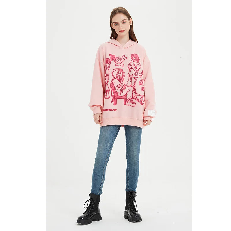 Chicvoy Women Hoodie Y2K Scrawl Graphic Harajuka Sudaderas Grunge Pull