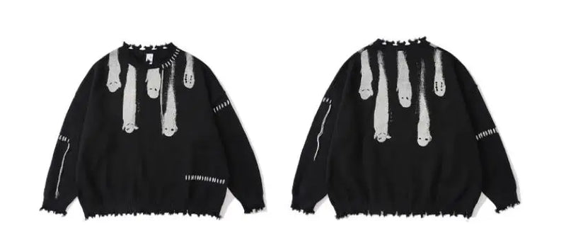 leather varsity streetwear knit with bold stitching, fall/winter pullover for urban outfits, men’s streetwear clothing piece 
