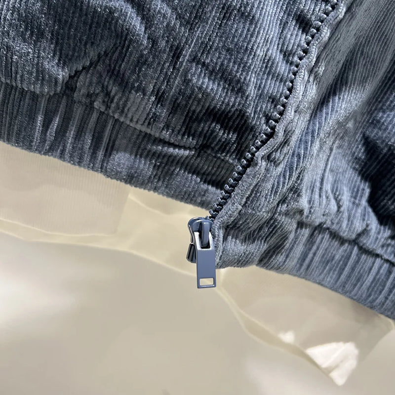 Nan zip-up streetwear hooded bomber quilted