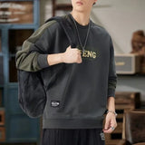 2025 Spring Letter Print New In Sweatshirt Mens Patchwork Long Sleeve