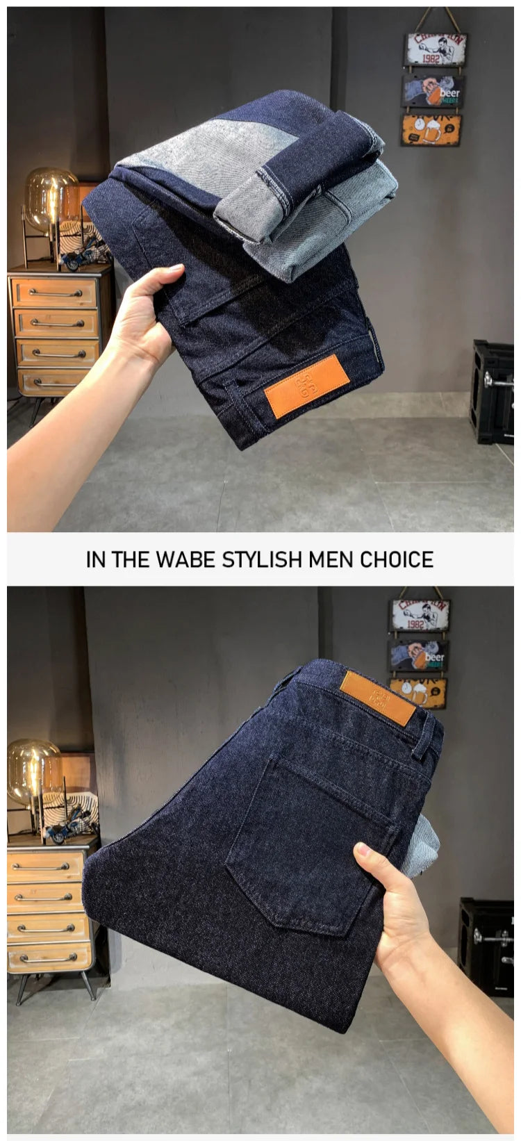 men streetwear splice denim fashion brand hip hop loose casual straight jeans pant cityboy deep blue y2k jeans trousers for men unique jeans style 1877